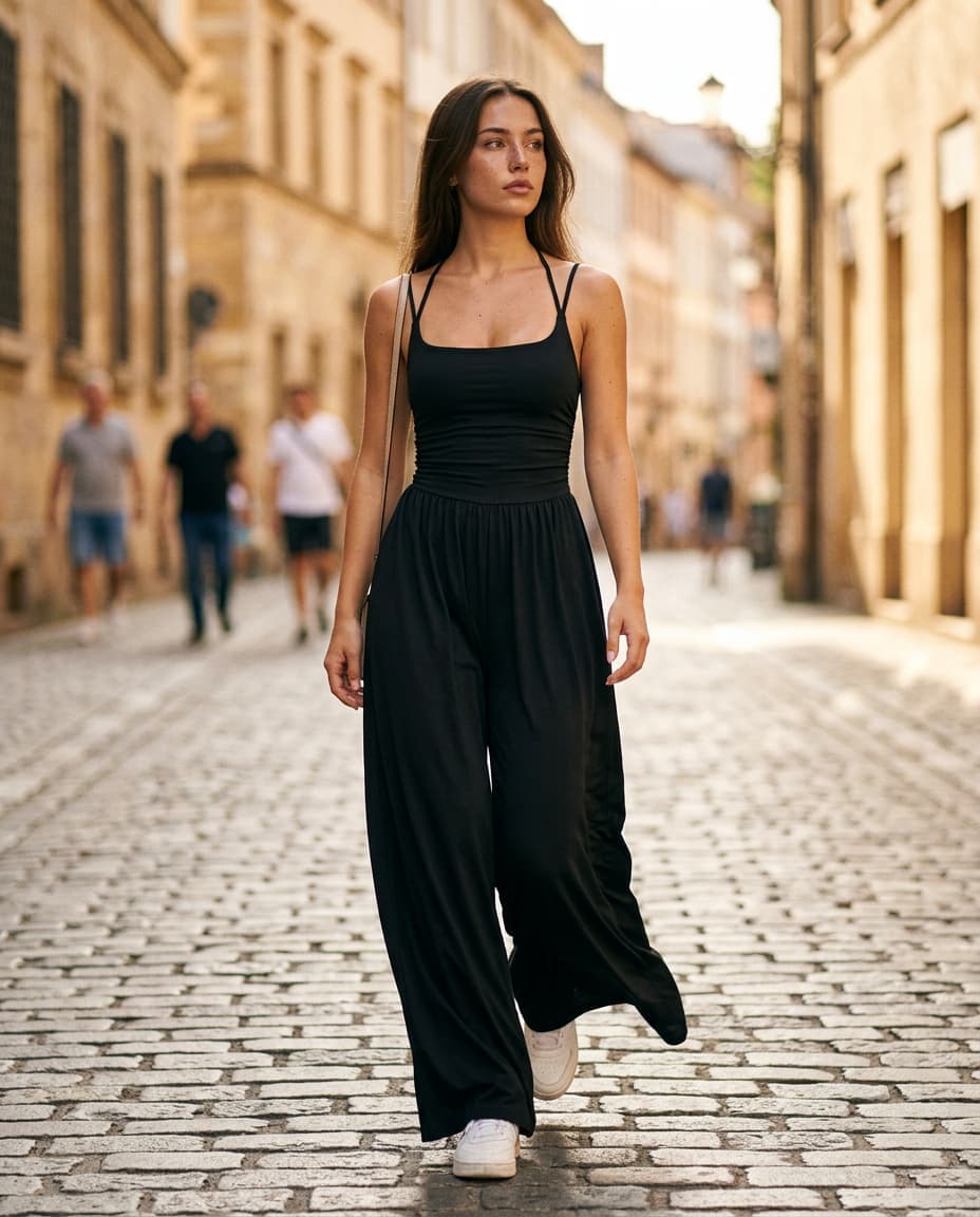 MIRELLA – Plissee-Jumpsuit mit weitem Bein