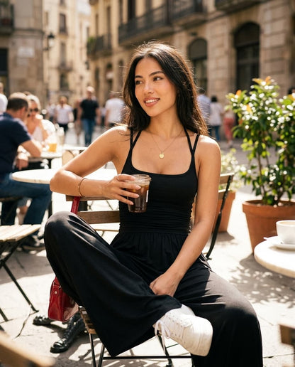 MIRELLA – Plissee-Jumpsuit mit weitem Bein